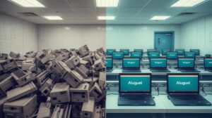 Uma clínica médica moderna com divisão clara.